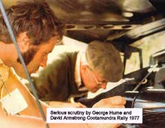 Serious scrutiny by George Hume and David Armstrong - Cootamundra Rally 1977